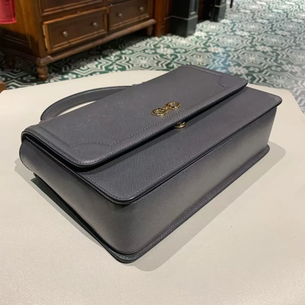 N16 Slightly Used Salvatore Ferragamo Grey Handbag Small - Picture 7 of 16